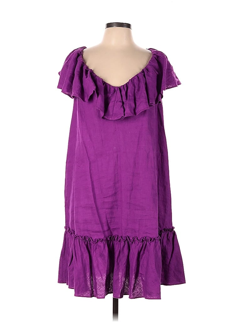 Out of Office by Trina Turk 100% Linen Purple Casual Dress Size L - photo 1
