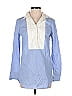 J.Crew 100% Cotton Color Block Blue Long Sleeve Blouse Size XS - photo 1