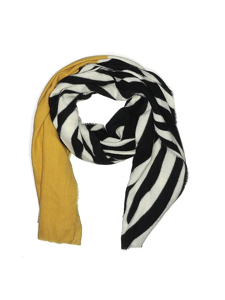 Zara 100% Acrylic Stripes Zebra Print Yellow Scarf One Size - photo 1