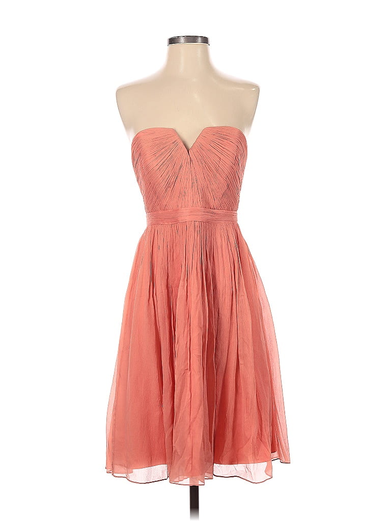 J.Crew Collection 100% Silk Hearts Orange Pink Cocktail Dress Size 0 - photo 1