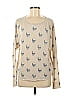 Skull Cashmere 100% Cashmere Print Ivory Cashmere Pullover Sweater Size M - photo 1