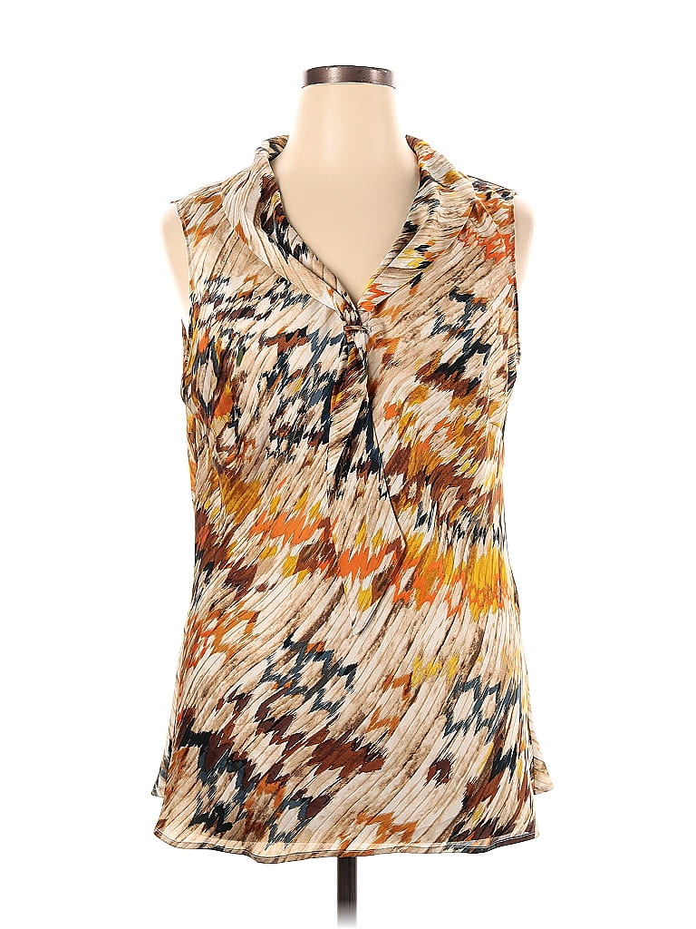Tahari by ASL 100% Polyester Brown Sleeveless Blouse Size 1X (Plus) - photo 1