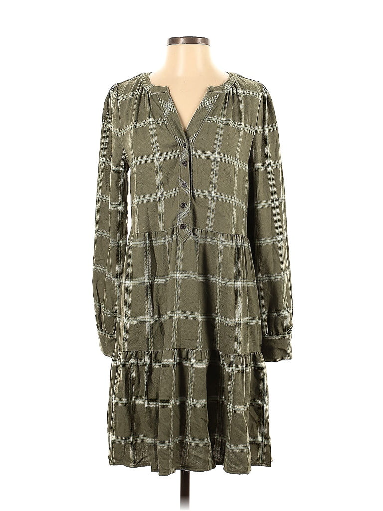 Ann Taylor LOFT Grid Plaid Gray Casual Dress Size S (Tall) - photo 1