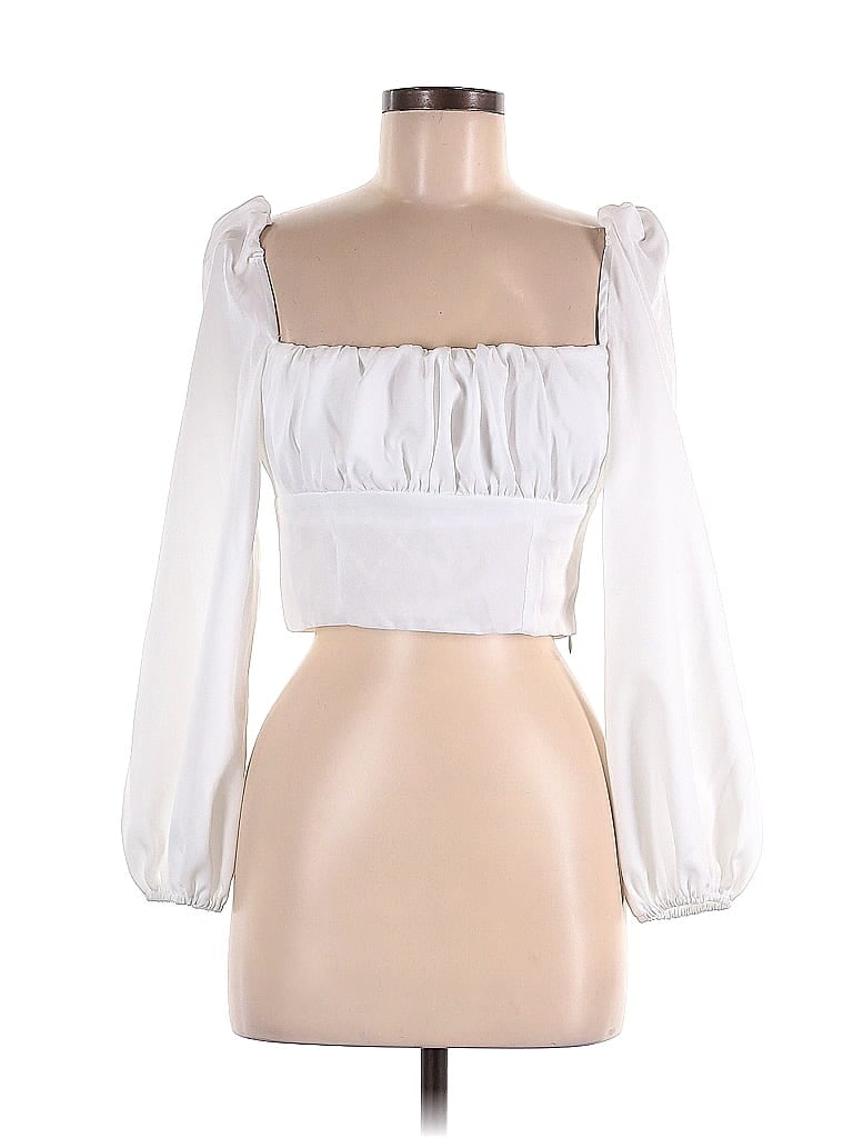 Princess Polly 100% Polyester White Long Sleeve Blouse Size 6 - photo 1
