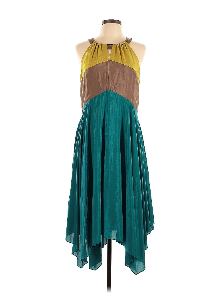 Vince Camuto 100% Polyester Color Block Teal Cocktail Dress Size 12 - photo 1