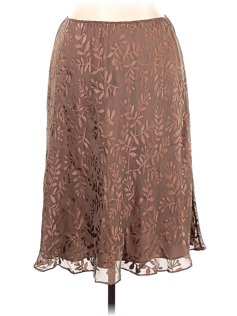 Calvin Klein Jacquard Brown Silk Skirt Size 16 - photo 1