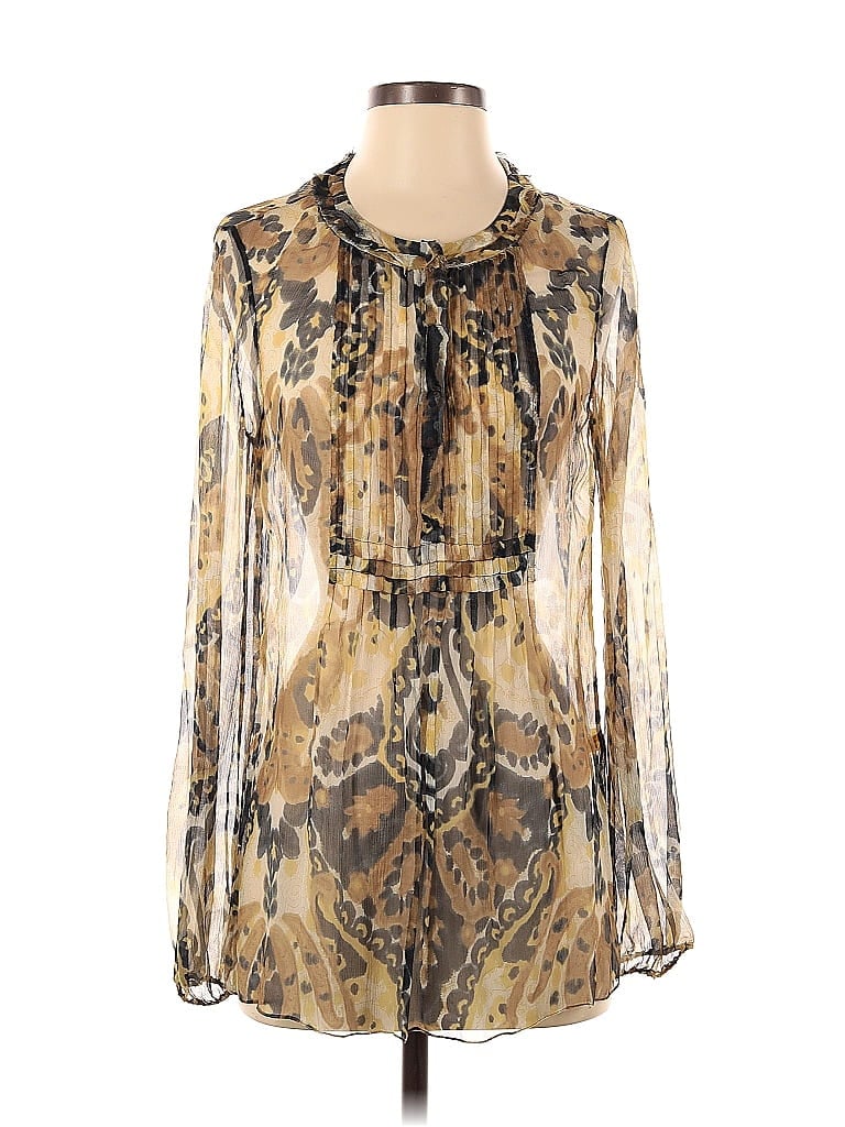 Pre-owned Elie Tahari Long Sleeve Blouse In Gold