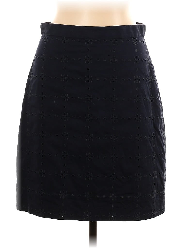 Ann Taylor Jacquard Grid Black Casual Skirt Size 10 - photo 1