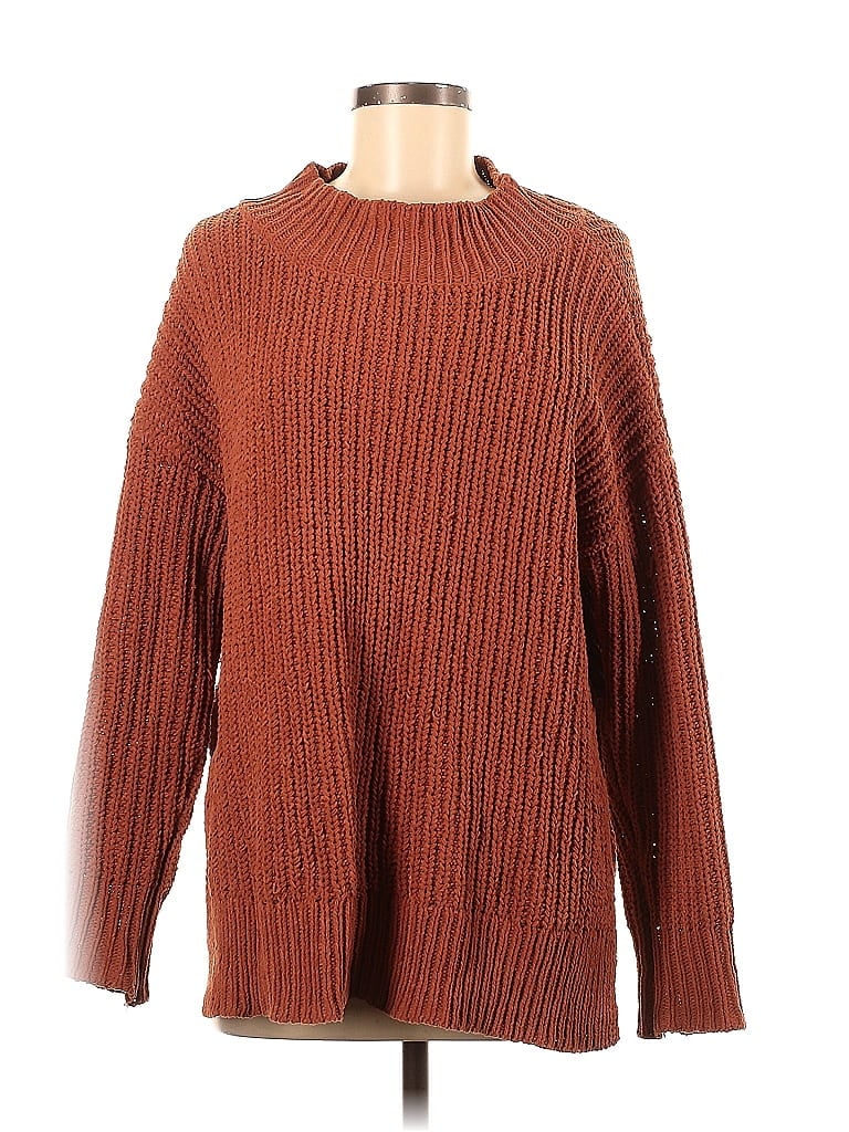 Aerie 100% Polyester Solid Brown Turtleneck Sweater Size S - photo 1