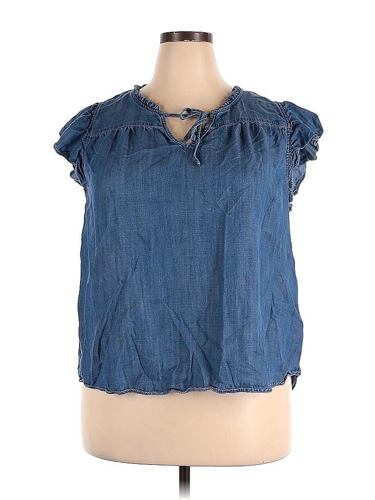 LC Lauren Conrad 100% Lyocell Blue Short Sleeve Blouse Size XXL - photo 1