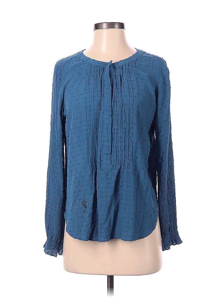 Pre-owned Ann Taylor Loft Long Sleeve Blouse In Blue