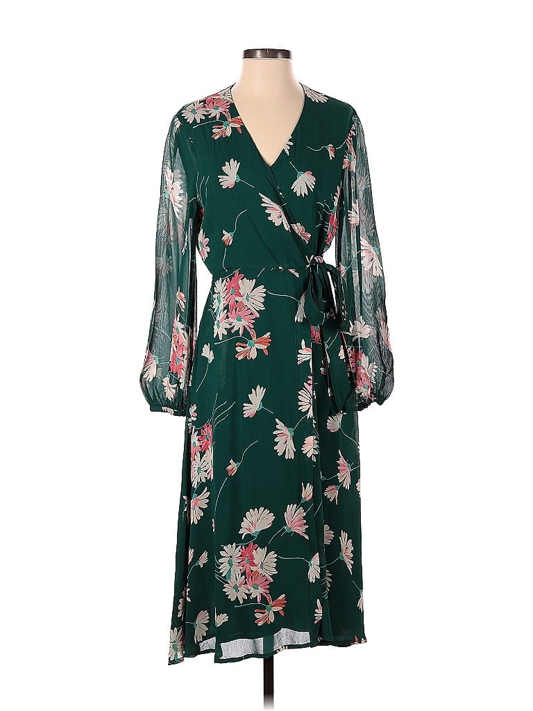 Emily and Fin 100% Viscose Floral Motif Floral Green Casual Dress Size S - photo 1