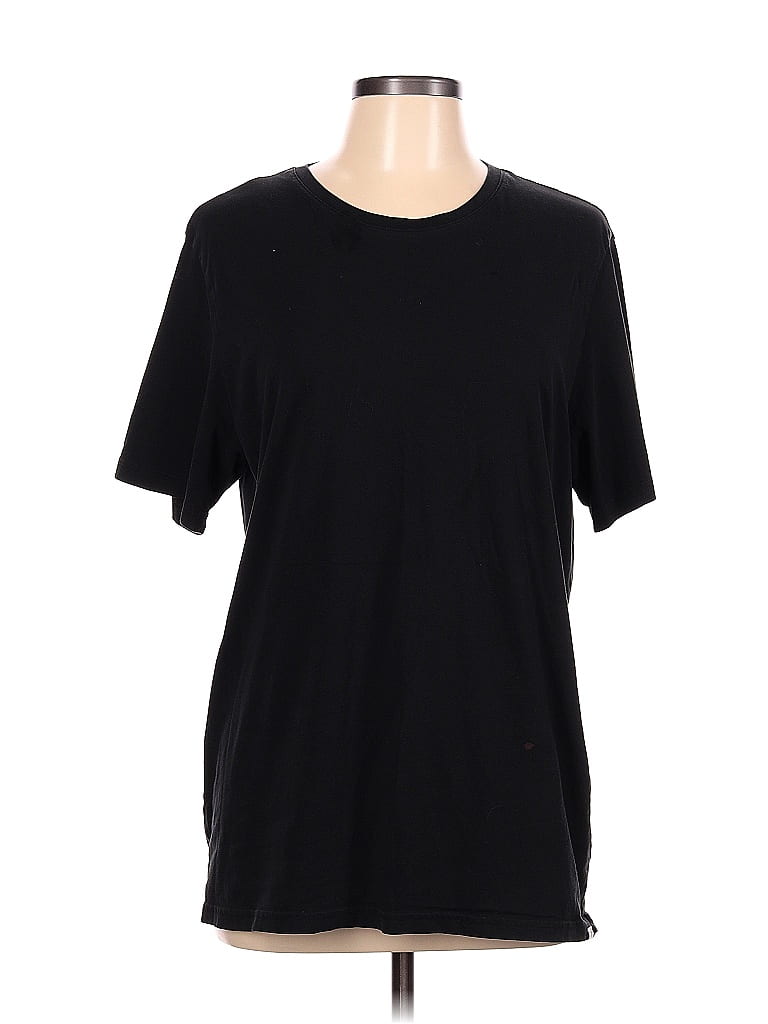Pact 100% Organic Cotton Solid Black Short Sleeve T-Shirt Size L - photo 1