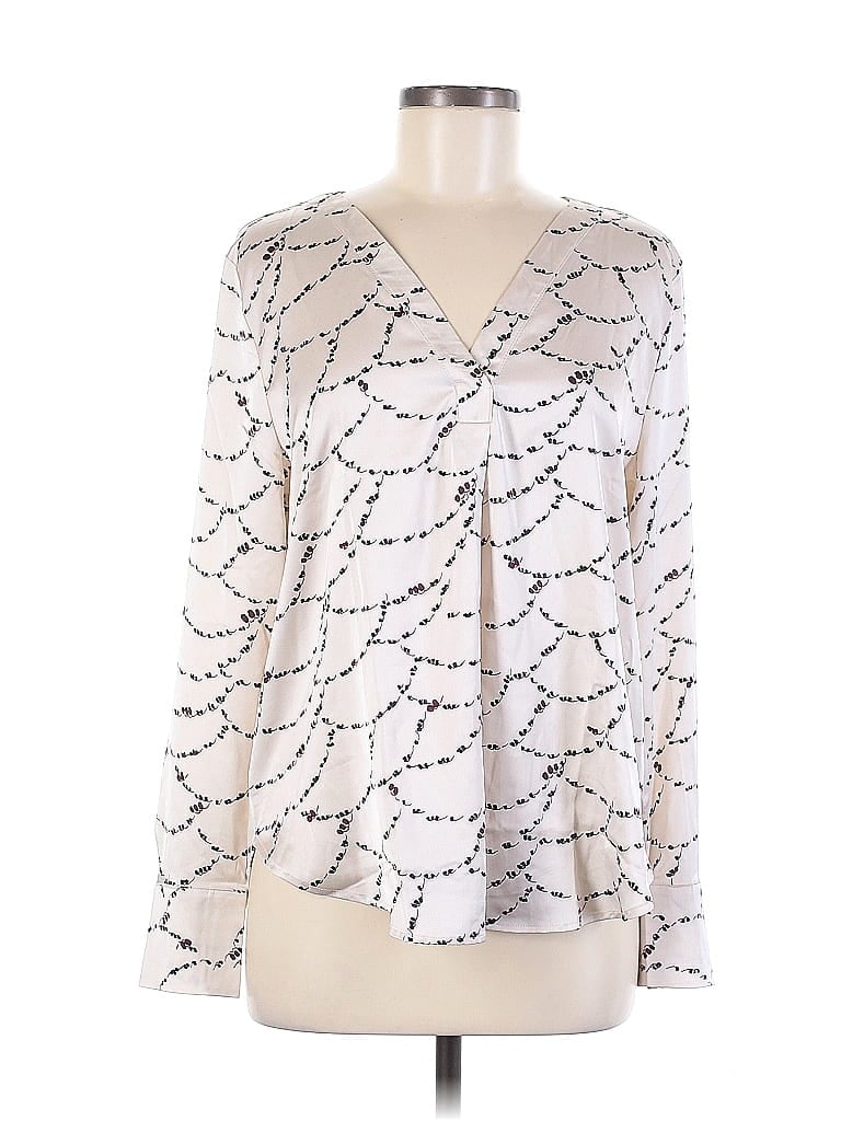 Ann Taylor 100% Polyester Ivory Long Sleeve Blouse Size M - photo 1