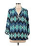 Banana Republic 100% Polyester Aztec Or Tribal Print Teal 3/4 Sleeve Blouse Size M - photo 1