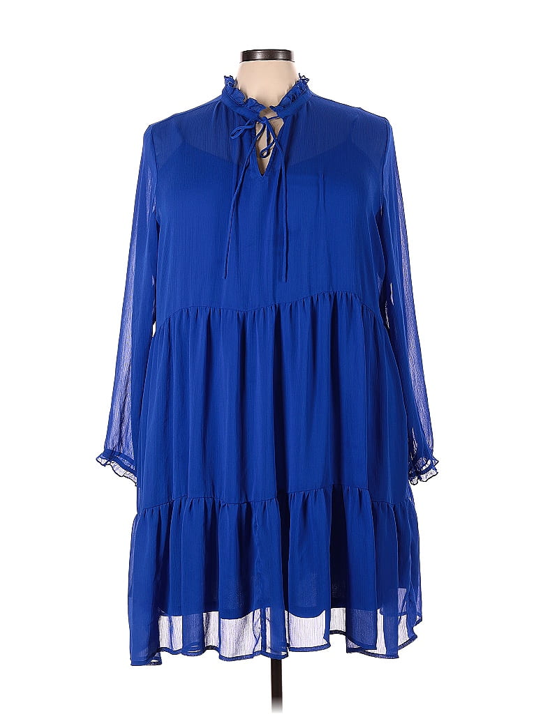 Evri 100% Polyester Blue Casual Dress Size 3X (Plus) - photo 1