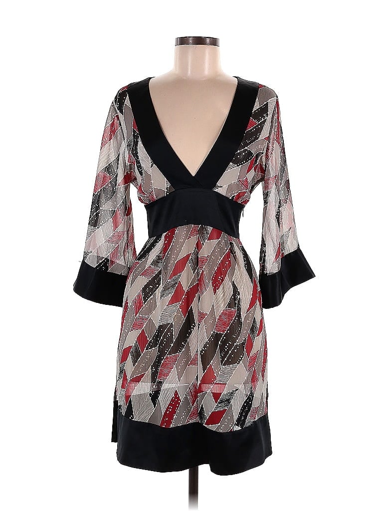 Mixit 100% Polyester Argyle Graphic Black Casual Dress Size M - photo 1