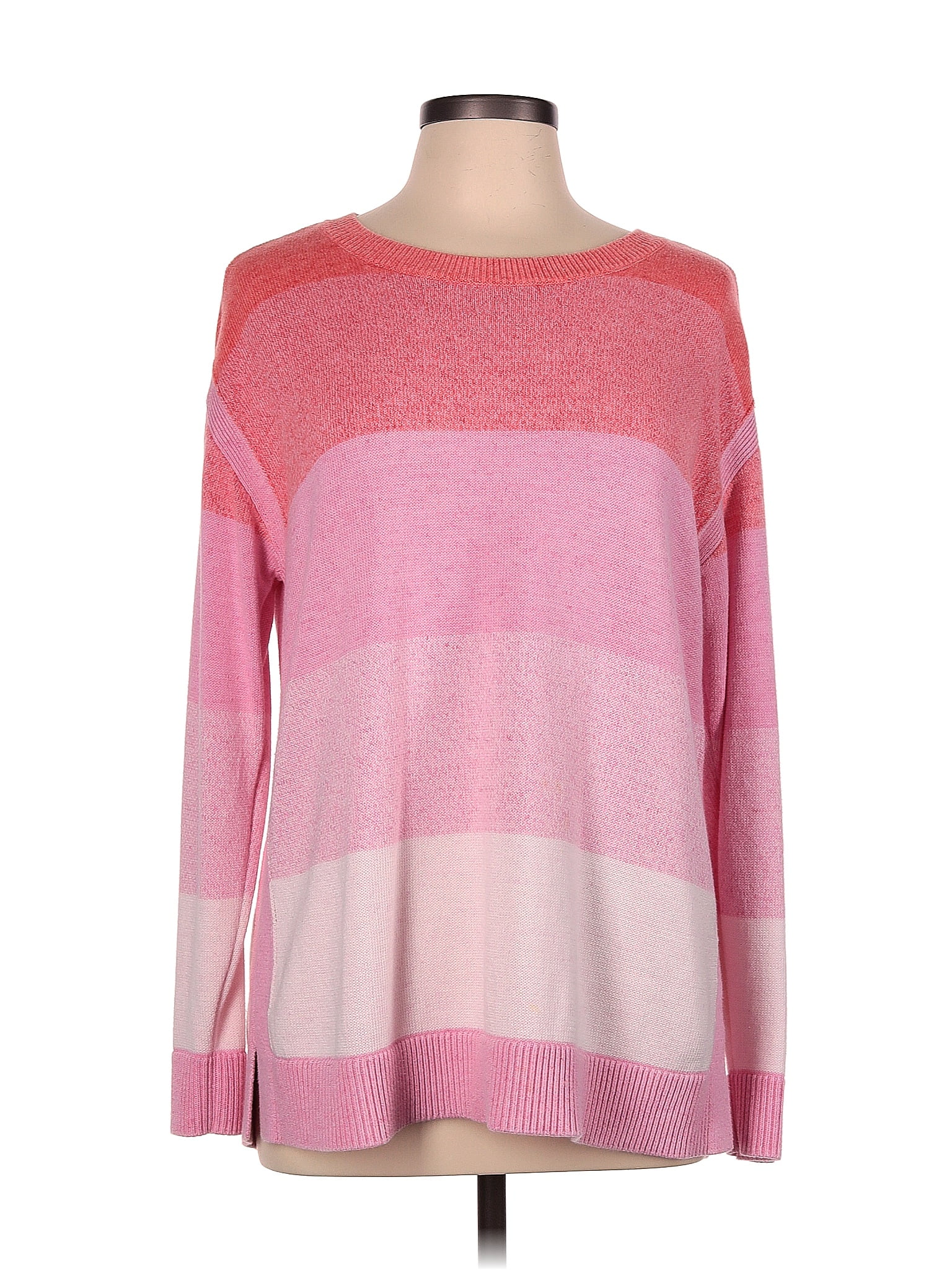 Talbots Colorblock T by Talbots 100% Cotton Color Block Pink Pullover Sweater Size L - 78% ...