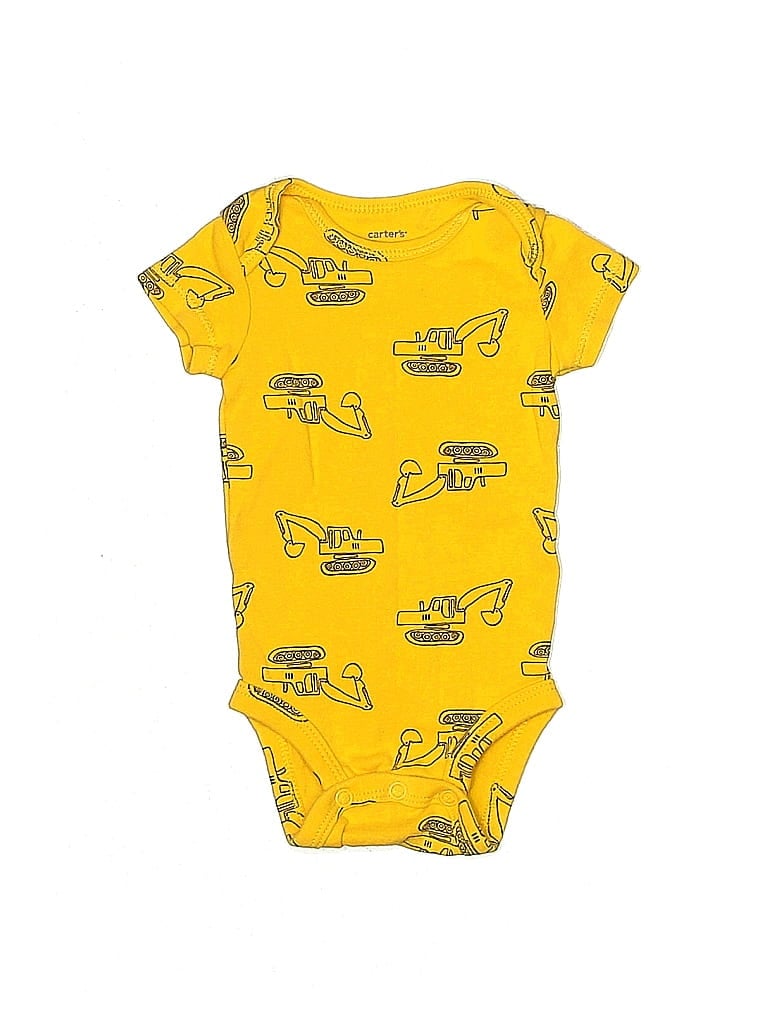 Pre-owned Carter's Babies' Short Sleeve Onesie In Yellow