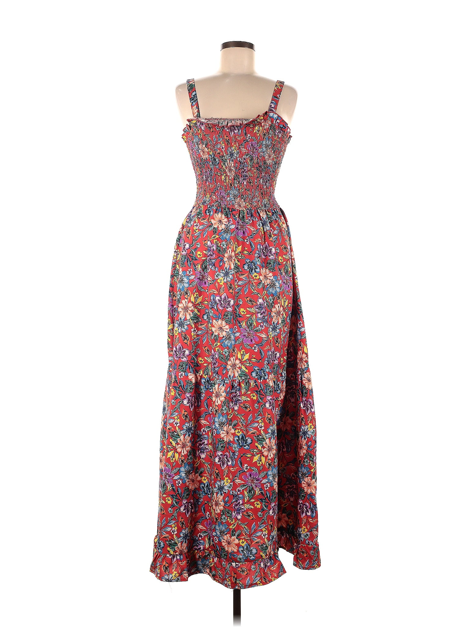 B.O.G Collective 100% Polyester Floral Motif Floral Red Casual Dress ...