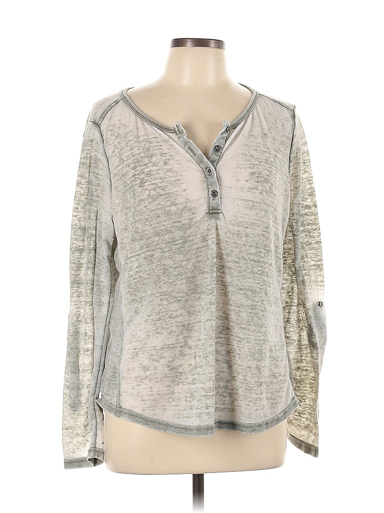 Jane and Delancey Silver Long Sleeve Henley Size L - photo 1