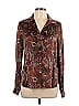 Lafayette 148 New York 100% Silk Damask Paisley Brocade Burgundy Long Sleeve Silk Top Size 10 - photo 1