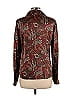 Lafayette 148 New York 100% Silk Damask Paisley Brocade Burgundy Long Sleeve Silk Top Size 10 - photo 2