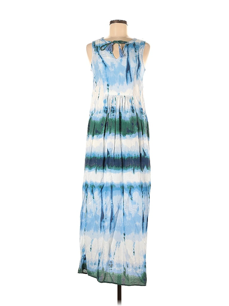 BeachLunchLounge 100% Viscose Acid Wash Print Tie-dye Blue Casual Dress Size XS - photo 1