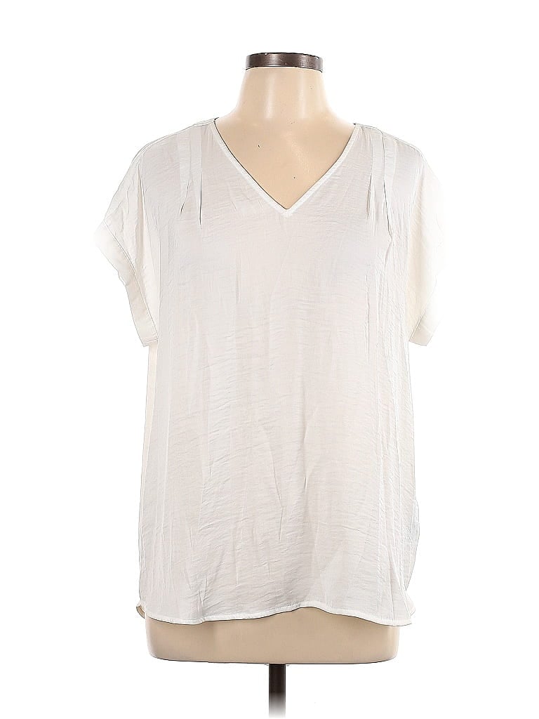 Simply Vera Vera Wang 100% Polyester White Short Sleeve Blouse Size L - photo 1