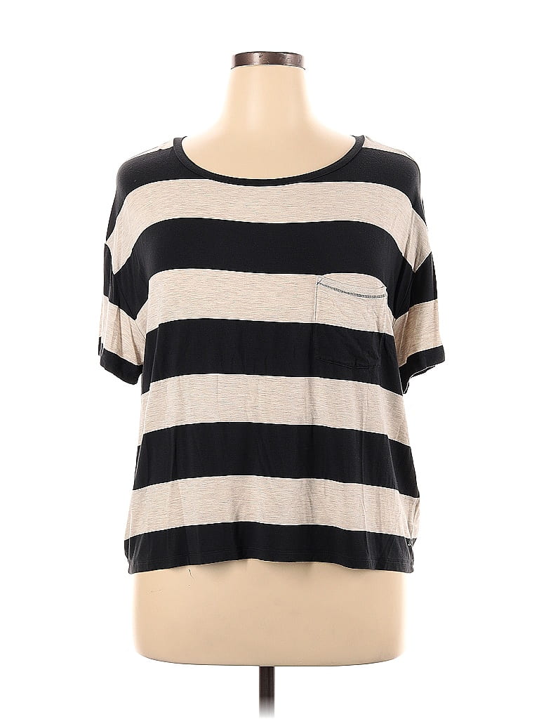American Eagle Outfitters Stripes Ivory Short Sleeve T-Shirt Size XL - photo 1