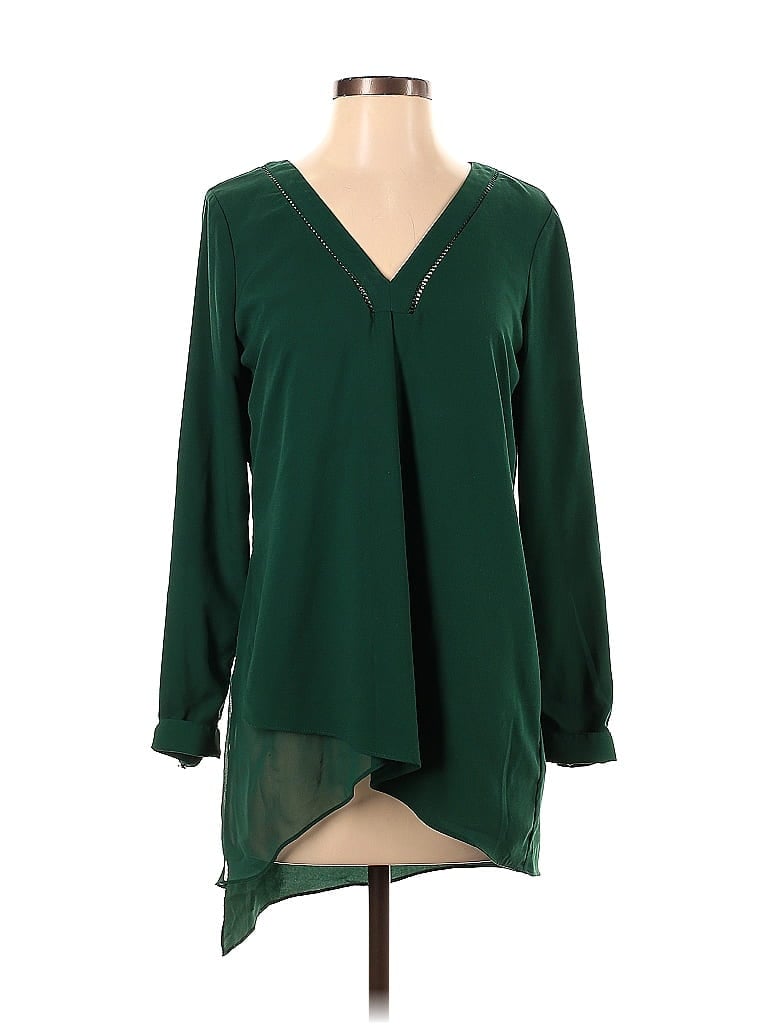 White House Black Market 100% Polyester Green Long Sleeve Blouse Size 2 - photo 1