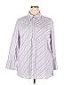 Richard Malcom 100% Cotton Stripes Silver Long Sleeve Blouse Size 2X (Plus) - photo 1