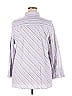 Richard Malcom 100% Cotton Stripes Silver Long Sleeve Blouse Size 2X (Plus) - photo 2