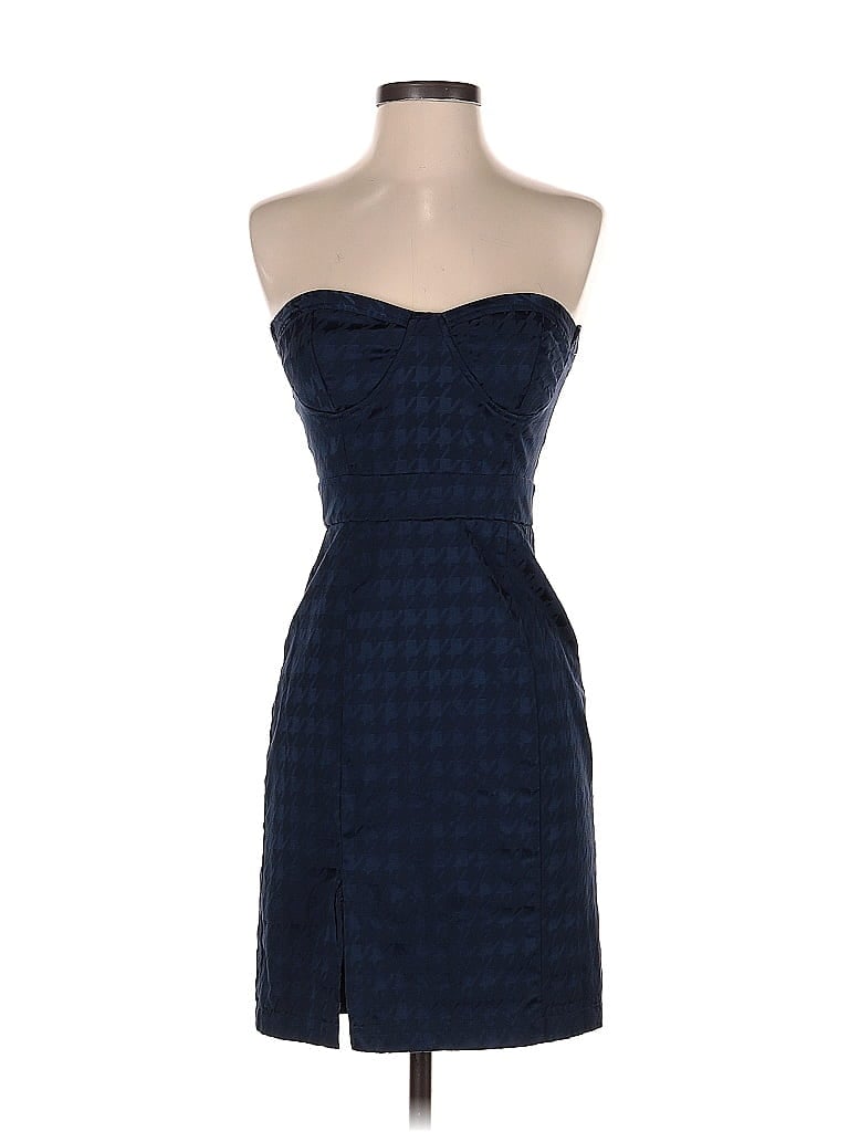 Forever 21 Jacquard Damask Argyle Brocade Blue Casual Dress Size S - photo 1