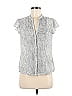 H&M 100% Polyester Marled Tweed Silver Short Sleeve Blouse Size 8 - photo 1