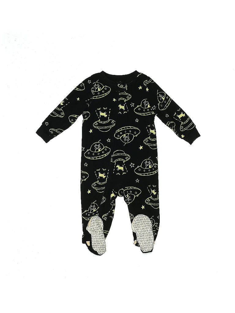 Carter's 100% Polyester Jacquard Snake Print Graphic Black Long Sleeve Outfit Size 12 mo - photo 1