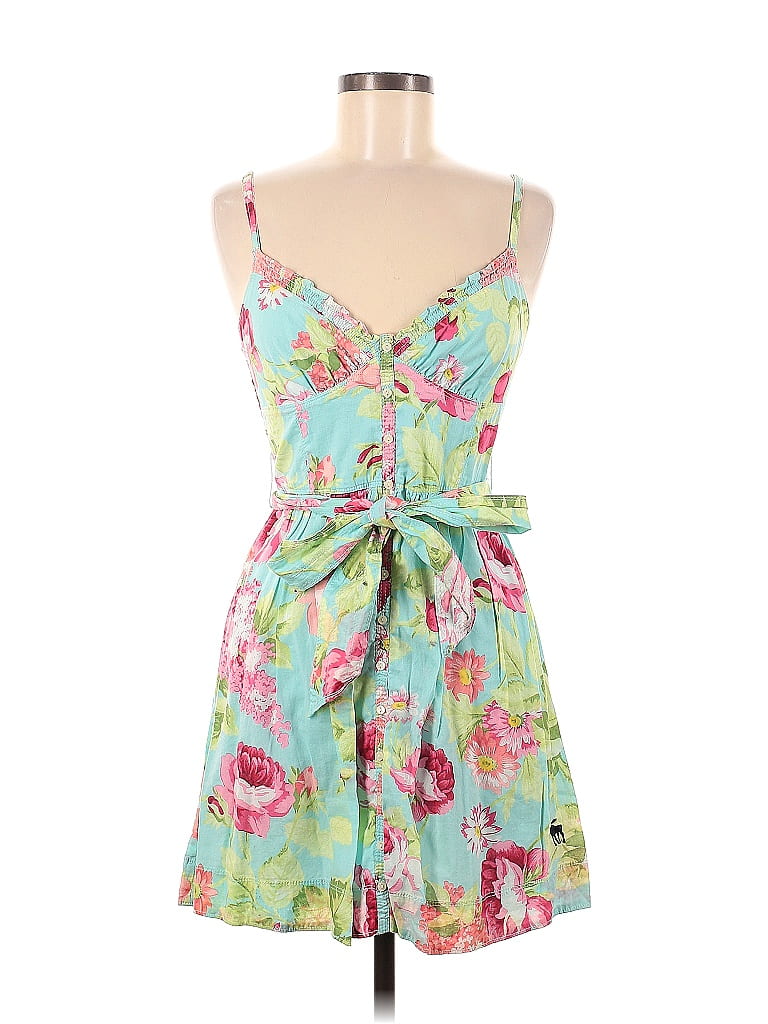 Abercrombie & Fitch 100% Cotton Floral Motif Floral Tropical Green Casual Dress Size M - photo 1