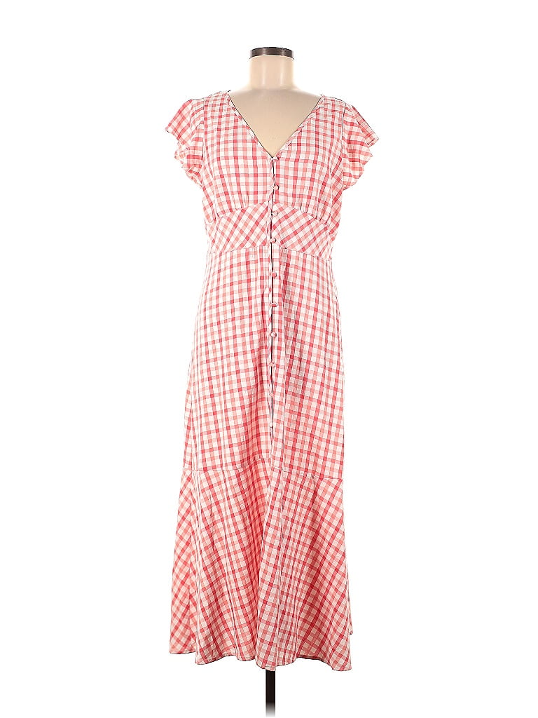 Ann Taylor LOFT Checkered-gingham Grid Red Casual Dress Size 8 - photo 1