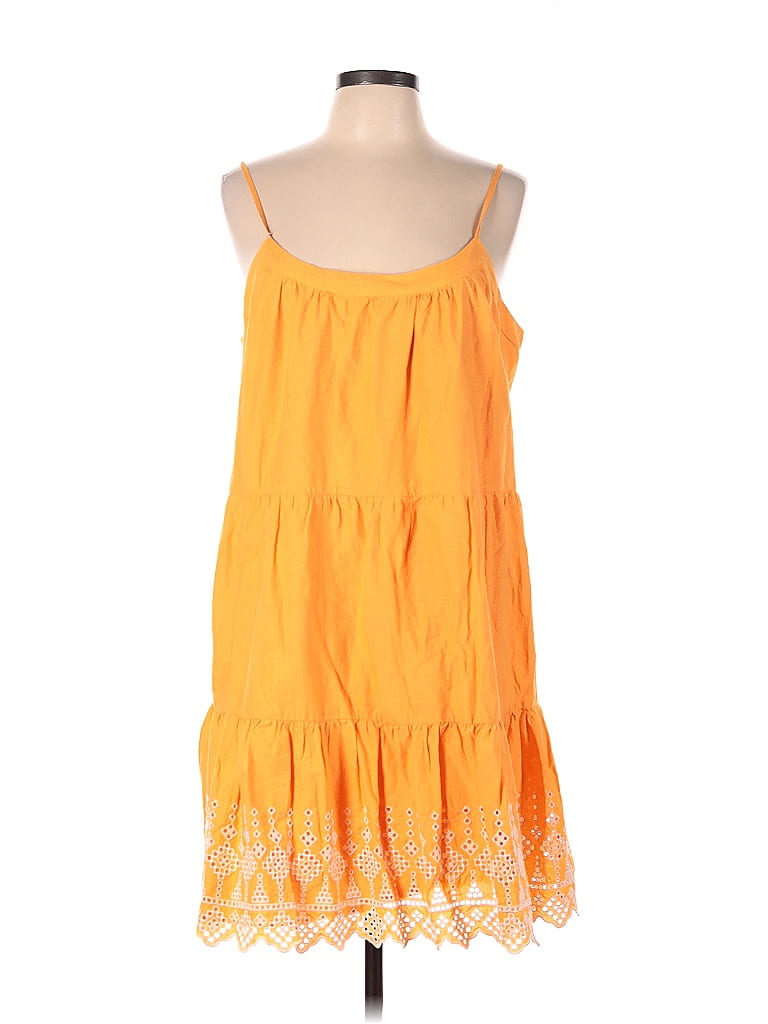 Ann Taylor LOFT 100% Cotton Orange Casual Dress Size L - photo 1