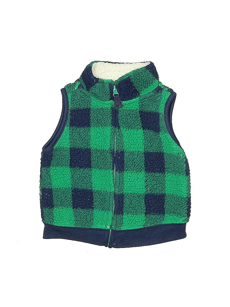 Carter's 100% Cotton Plaid Green Fleece Jacket Size 9 mo - photo 1