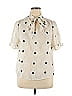 Shein 100% Polyester Polka Dots Ivory Short Sleeve Top Size XL - photo 1