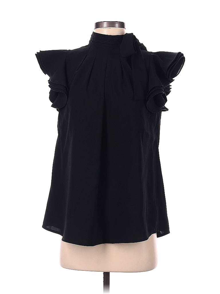 Gracia 100% Polyester Black Short Sleeve Blouse Size S - photo 1