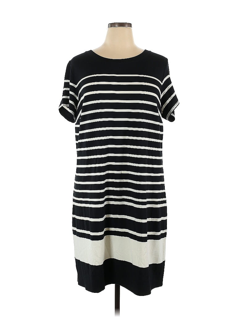 Ava & Viv Stripes Black Casual Dress Size 1X (Plus) - photo 1