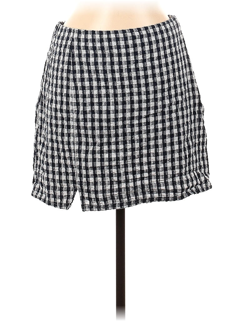 American Eagle Outfitters Houndstooth Argyle Checkered-gingham Grid Plaid Tweed Blue Casual Skirt Size M - photo 1