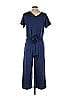 T by Talbots Jacquard Marled Solid Grid Blue Jumpsuit Size XS - photo 2