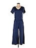 T by Talbots Jacquard Marled Solid Grid Blue Jumpsuit Size XS - photo 1