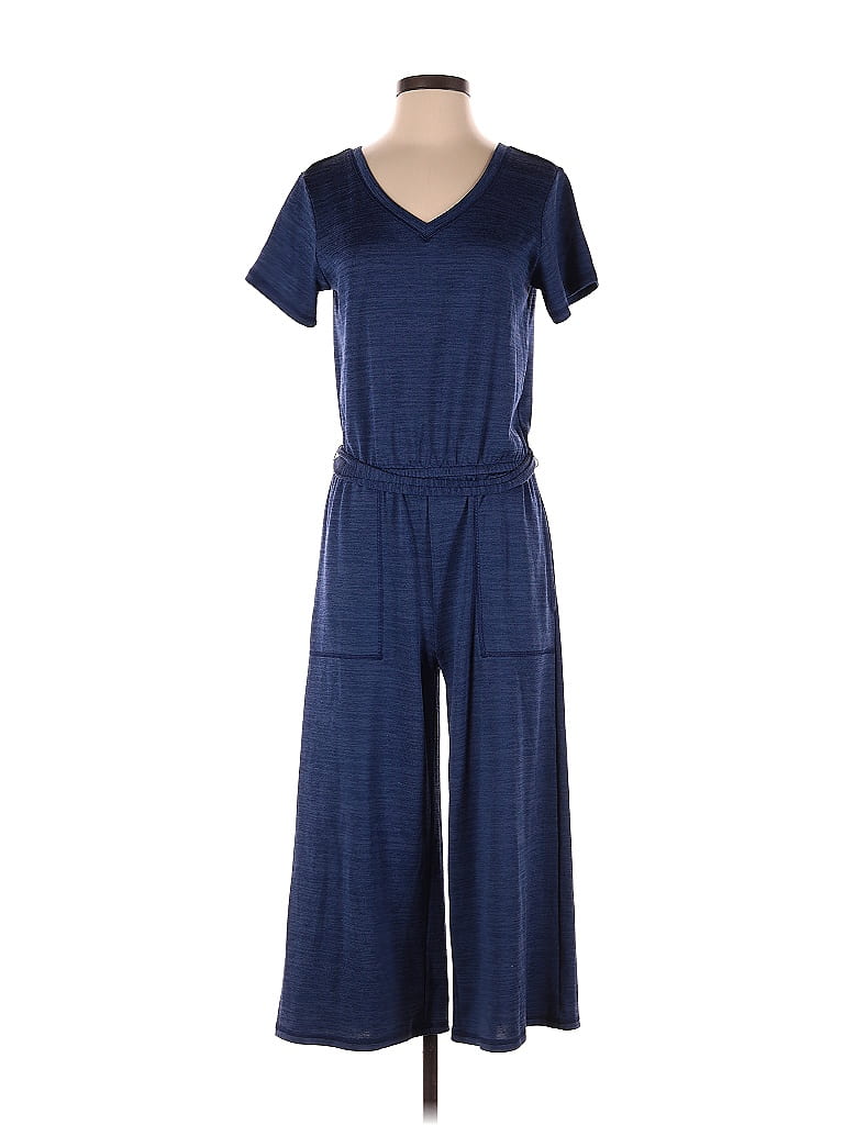 T by Talbots Jacquard Marled Solid Grid Blue Jumpsuit Size XS - photo 1