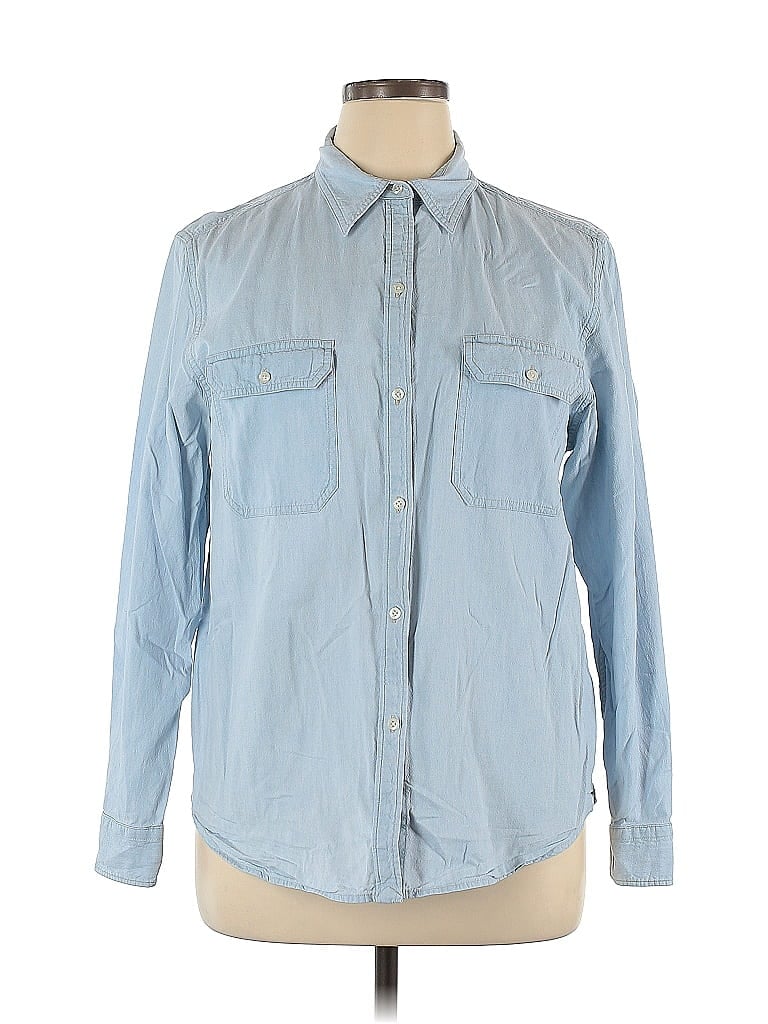 Chaps 100% Cotton Blue Long Sleeve Button-Down Shirt Size XL - photo 1