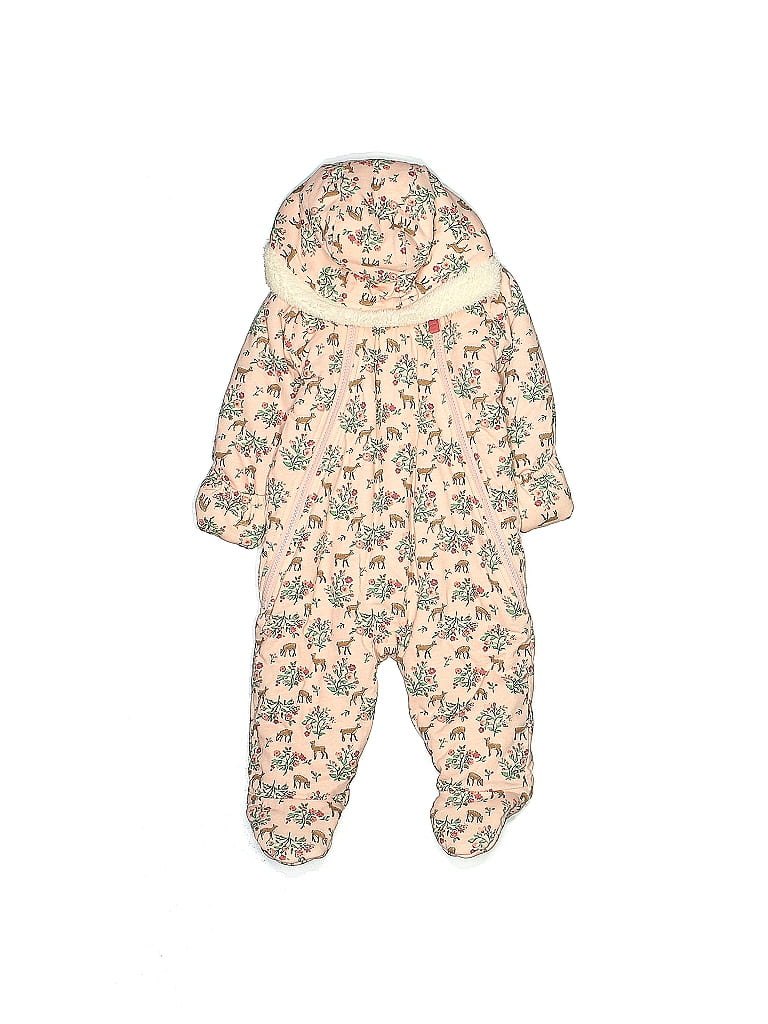 Baby Boden 100% Cotton Ivory Pink One Piece Snowsuit Size 3-6 mo - photo 1