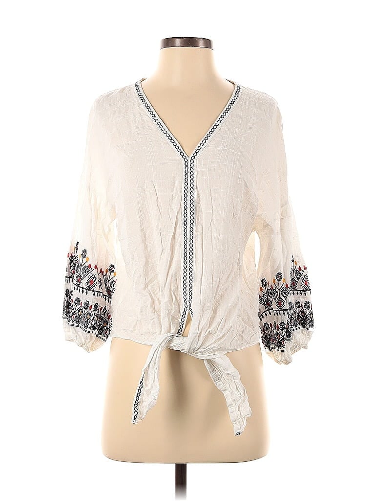 Pre-owned Max Studio 3/4 Sleeve Blouse In White